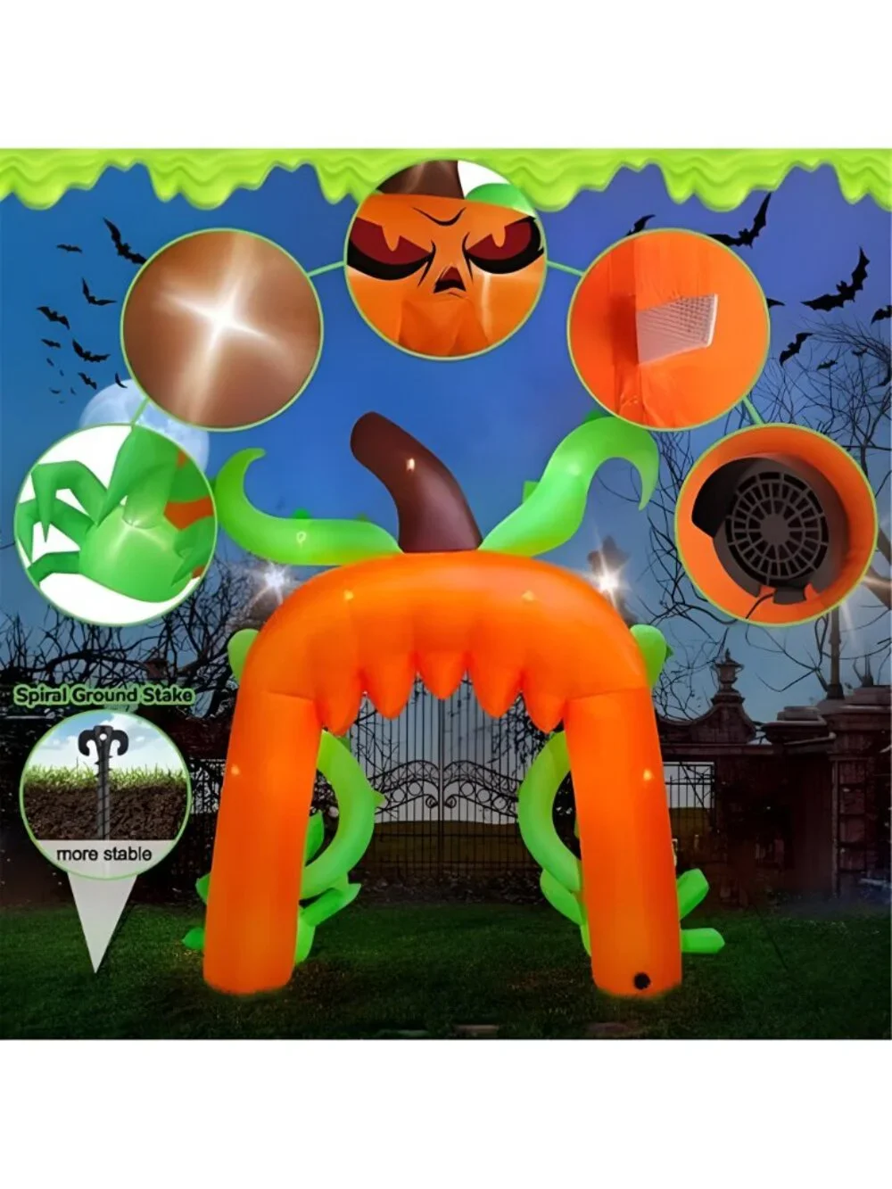 12FT Halloween Archway Inflatables, Giant Pumpkin Arch Inflatable
